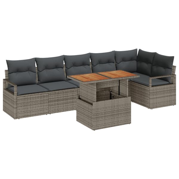 Trädgårdsoffset med lagring 7 pcs Grå Poly rattan