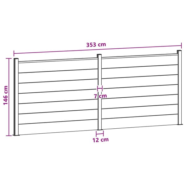 Stängselpanel 2 pcs WPC och aluminium Brun
