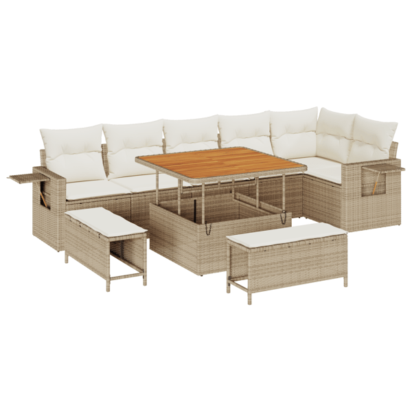 Trädgårdsoffset 9 pcs Beige konstrotting