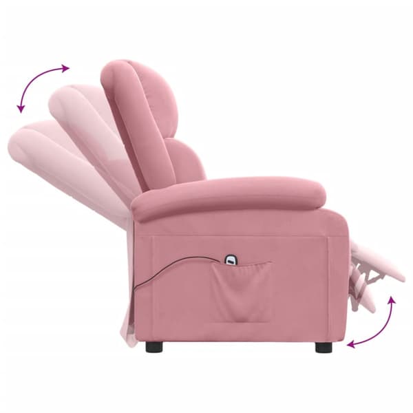 Elektrisk reclinerfåtölj rosa sammet