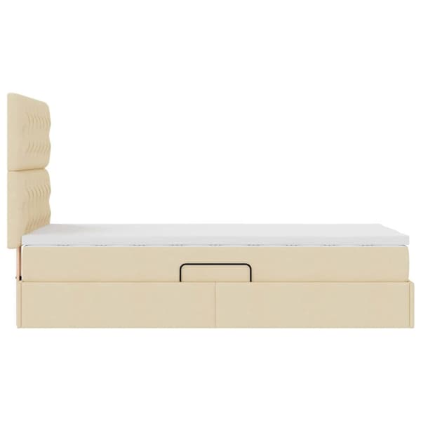 Förvaringssäng med madrass Kräm 90 x 190 cm Polyester