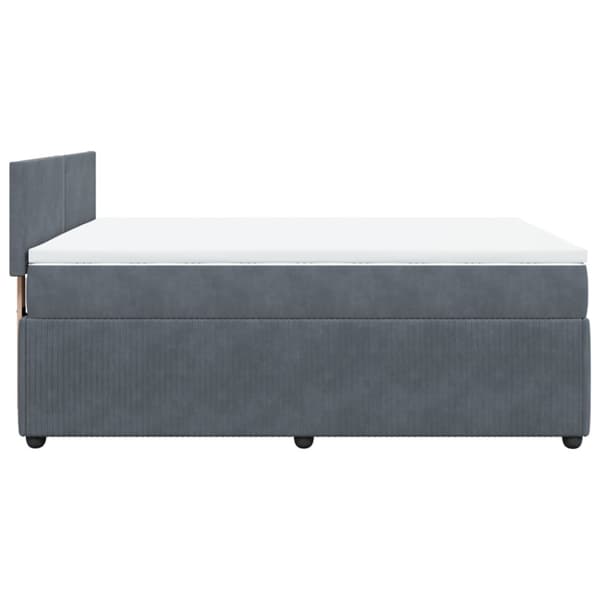 Ramsäng med madrass mörkgrå 140x190 cm sammet