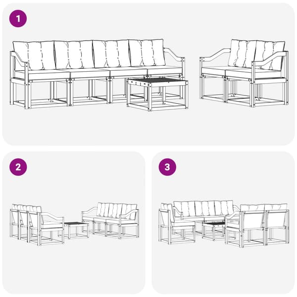 Utomhussoffset med kudde 7 pcs Vit och Beige