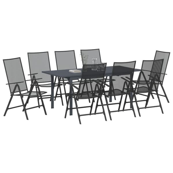 Trädgårdsmöbelset 9 pcs Antracit Pulverlackerad stål