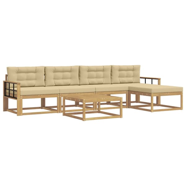 Utomhussoffset 6 pcs Vit och Beige 79 x 79 x 37 cm Polyester