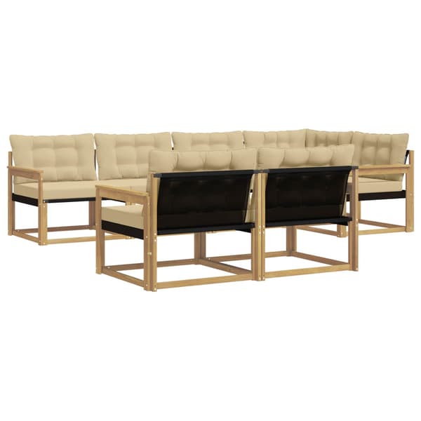 Utomhussoffset med kudde 7 pcs Vit och Beige