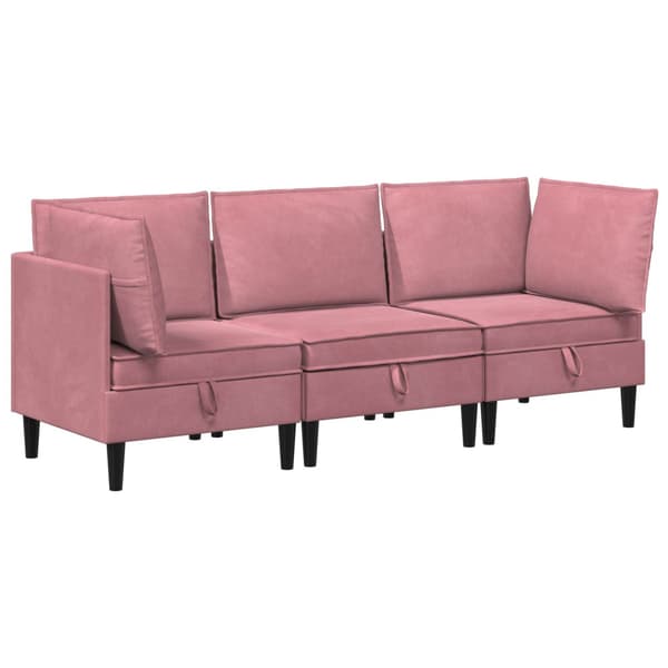 Möbelset för vardagsrummet med kudde 3 pcs Rosa Sammet