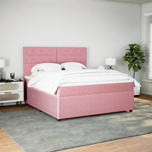 Ramsäng med madrass rosa 180x200 cm sammet