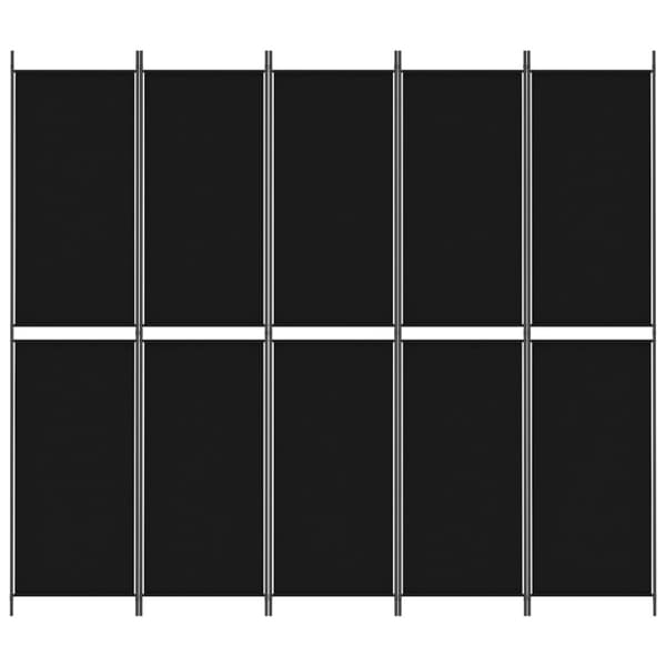 Rumsavdelare 5 paneler svart 250x220 cm tyg