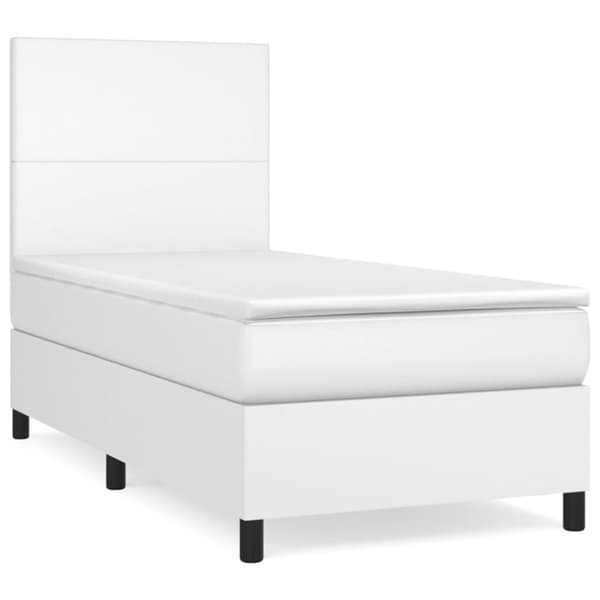 Ramsäng med madrass vit 90x200 cm konstläder