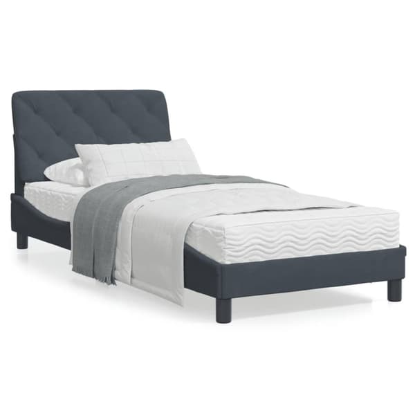 Bed Frame without Mattress Dark Grey 90x200 cm Velvet