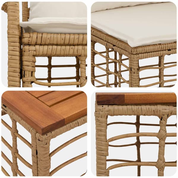 Utomhussoffset 8 pcs Naturlig och Creamvit Polyester