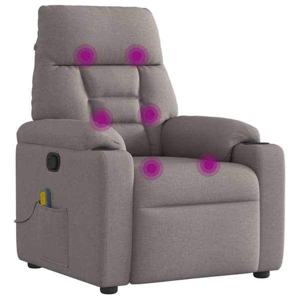 Massagefåtölj taupe tyg