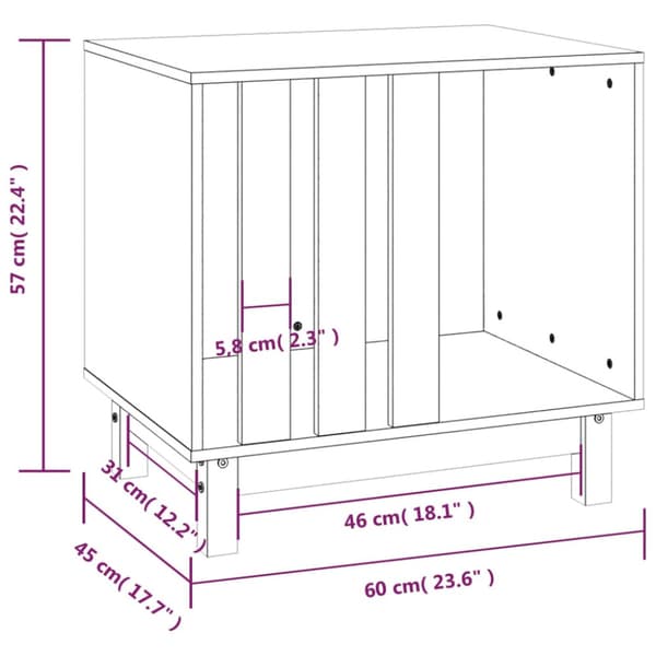 Hundkoja 60x45x57 cm massiv furu