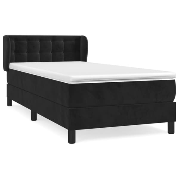 Ramsäng med madrass svart 80x200 cm sammet