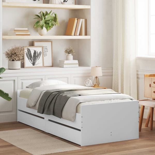 Sängram med förvaring Vit 80 x 200 cm Konstruerat trä