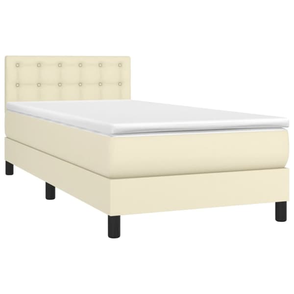 Ramsäng med madrass gräddvit 90x190cm konstläder