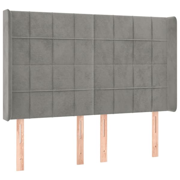 Ramsäng med madrass & LED ljusgrå 140x190 cm sammet