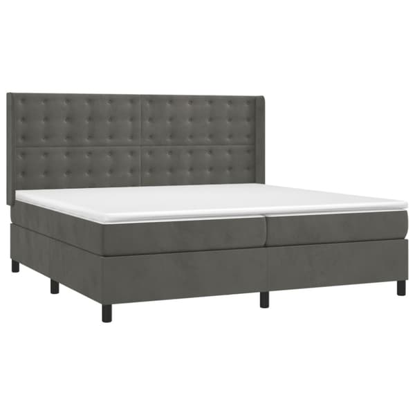 Ramsäng med madrass mörkgrå 200x200 cm sammet
