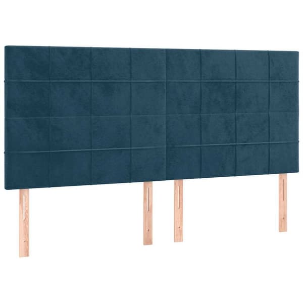 Ramsäng med madrass mörkblå 160x200 cm sammet