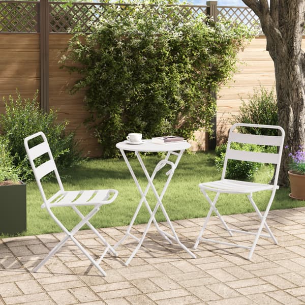 Trädgårds Bistro Set 3 pcs Vit Stål