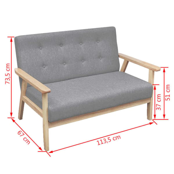 2-sitssoffa tyg ljusgrå