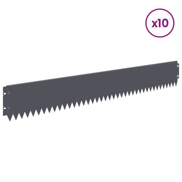 Kant för gräsmatta 10 pcs 103 x 15 cm Stål Antracit