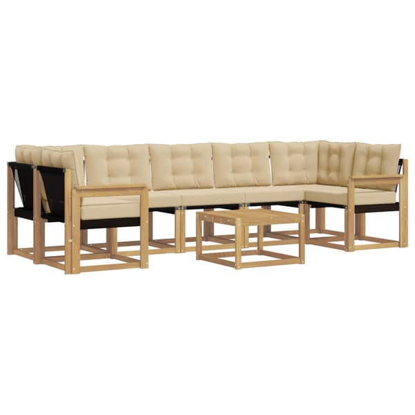 Utomhussoffset med kudde 8 pcs Vit och Beige