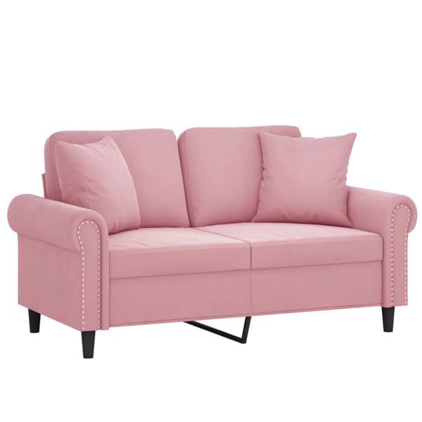 2-sitssoffa med prydnadskuddar rosa 120 cm sammet