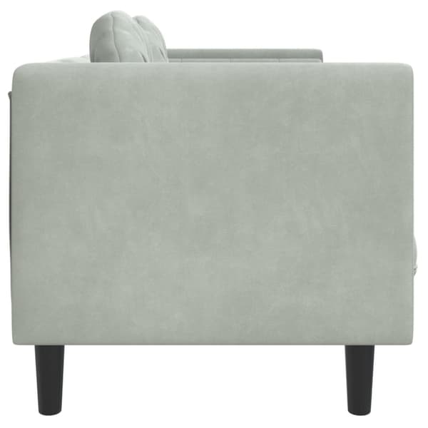 Soffa med kuddar 3-sits ljusgrå sammet