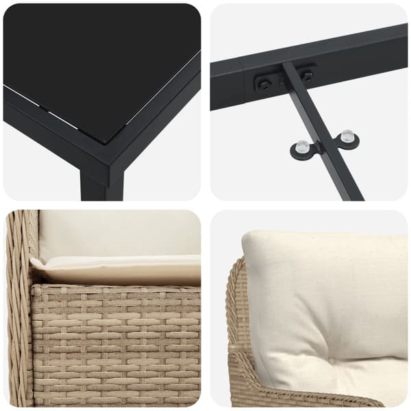 Trädgårdsmöbelset med kudde 9 pcs Beige konstrotting
