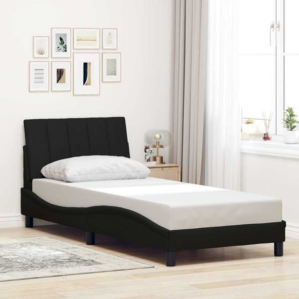 Bed Frame without Mattress "Hanko" Black 90x200cm Fabric