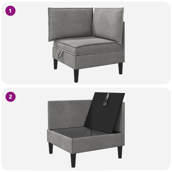 Soffa med förvaring Ljusgrå Sammet