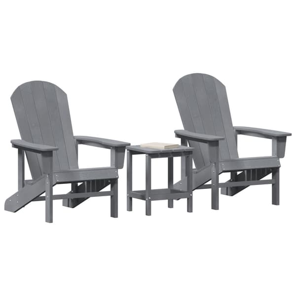 Trädgård Stol 3 pcs Ljusgrå polyeten