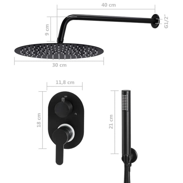 Duschsystem rostfritt stål 201 svart