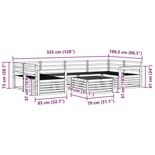 Utomhussoffset 7 pcs Naturfärg