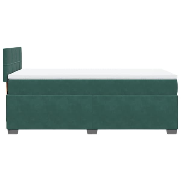 Ramsäng med madrass mörkgrön 90x200 cm sammet