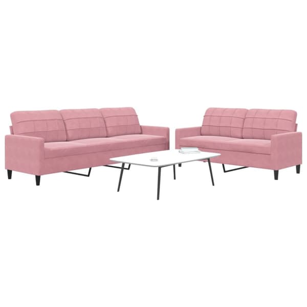 Soffgrupp med dynor 2 delar rosa sammet