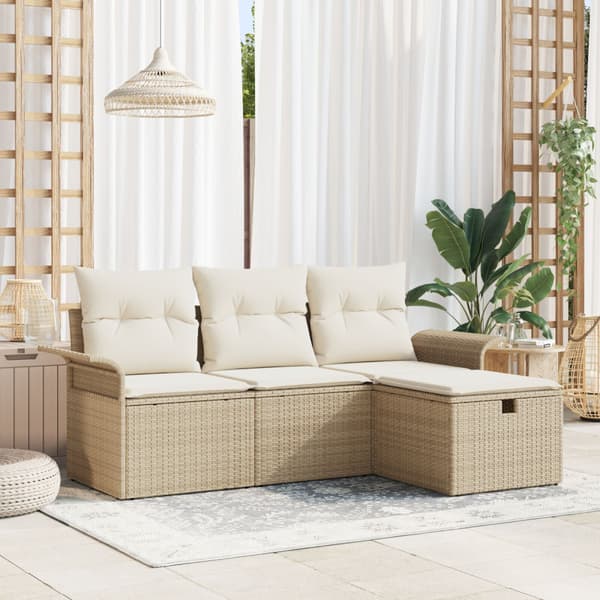 Trädgårdsoffset 4 st Poly rattan