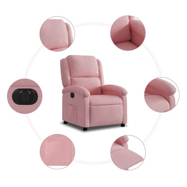 Elektrisk reclinerfåtölj rosa sammet