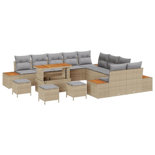 Trädgårdsoffset 14 pcs Beige konstrotting