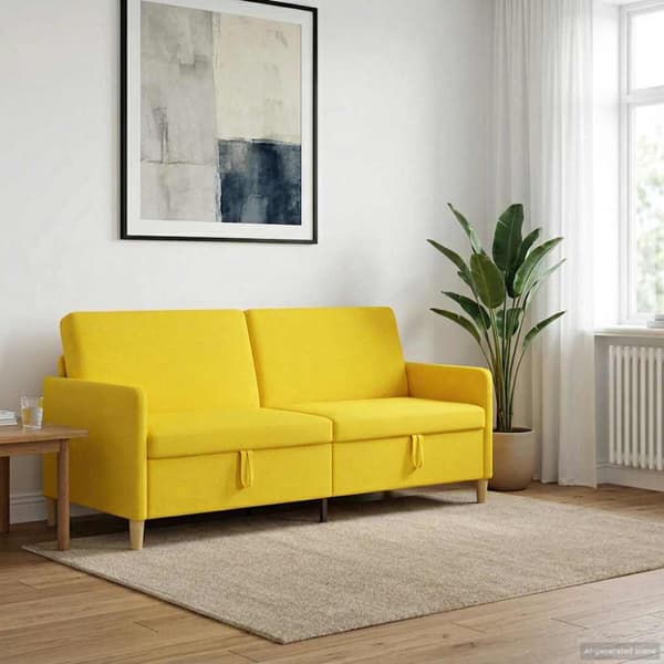 Soffa med förvaring Ljusgul 192 x 78 x 87 cm Polyester
