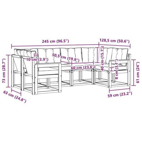 Utomhussoffset med kudde 6 pcs Vit och Beige