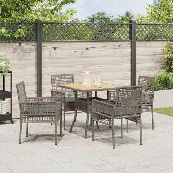 Trädgårdsmöbelset 5 pcs Grå konstrotting