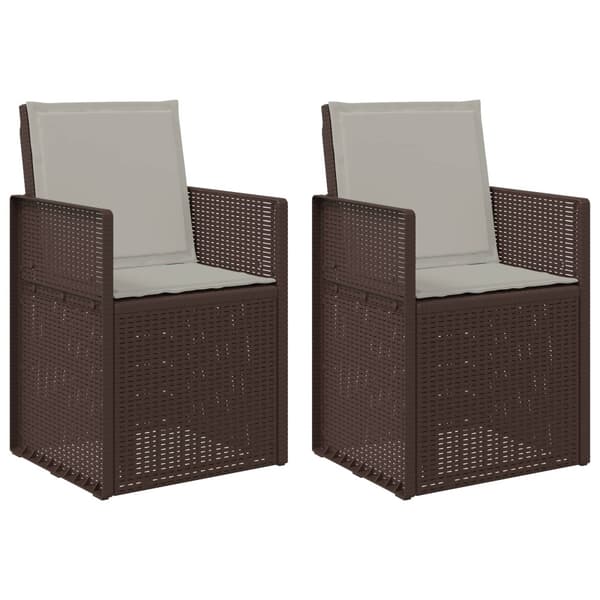 Trädgårdsmatstolar 2 pcs Brun och ljusgrå PP