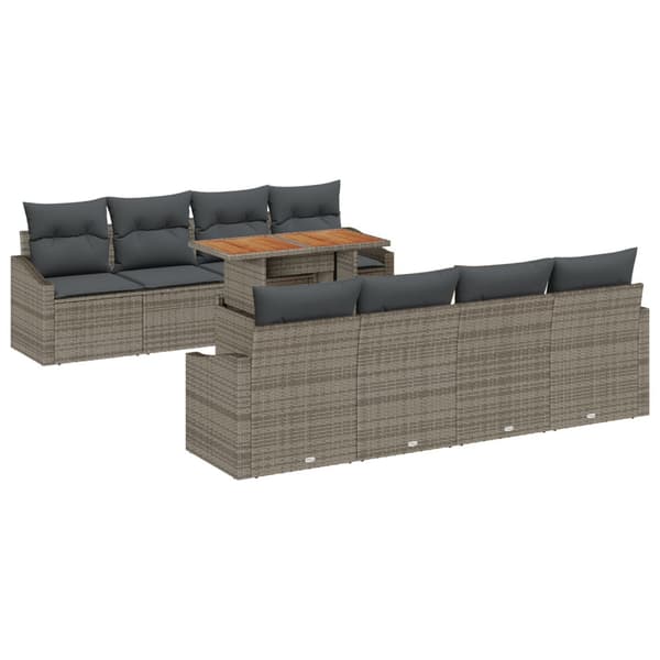 Trädgårdsoffset med lagring 9 pcs Grå Poly rattan
