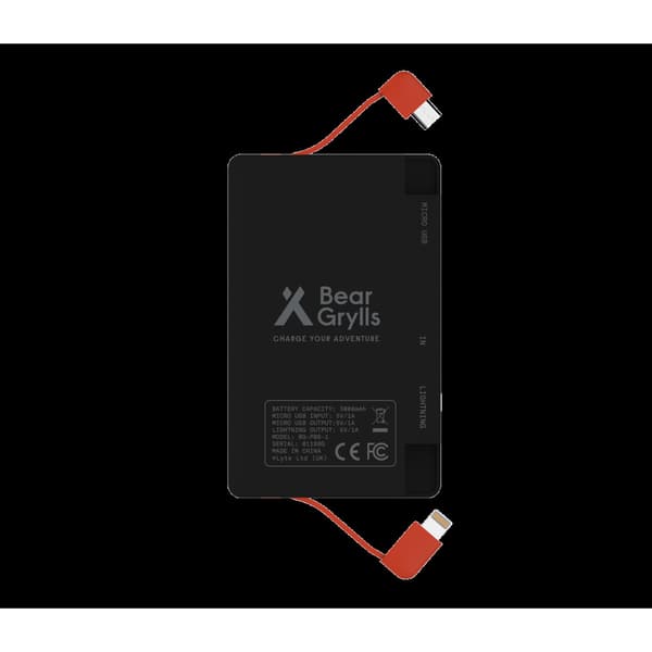 Bear Grylls 3000mAh Power Bank with Built-in Lightning & Micro USB Cable