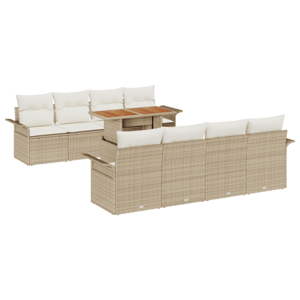 Trädgårdsoffset med lagring 9 pcs Beige Poly rattan