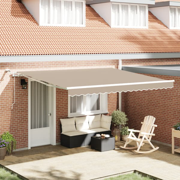 Utfällbar markis Beige 400 × 300 cm Polyester och metall