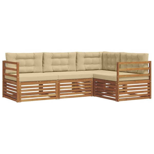 Utomhussoffset med kudde 4 pcs Naturlig och Beige